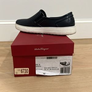 Men’s Salvatore Ferragamo pool shoes.   Deep blue